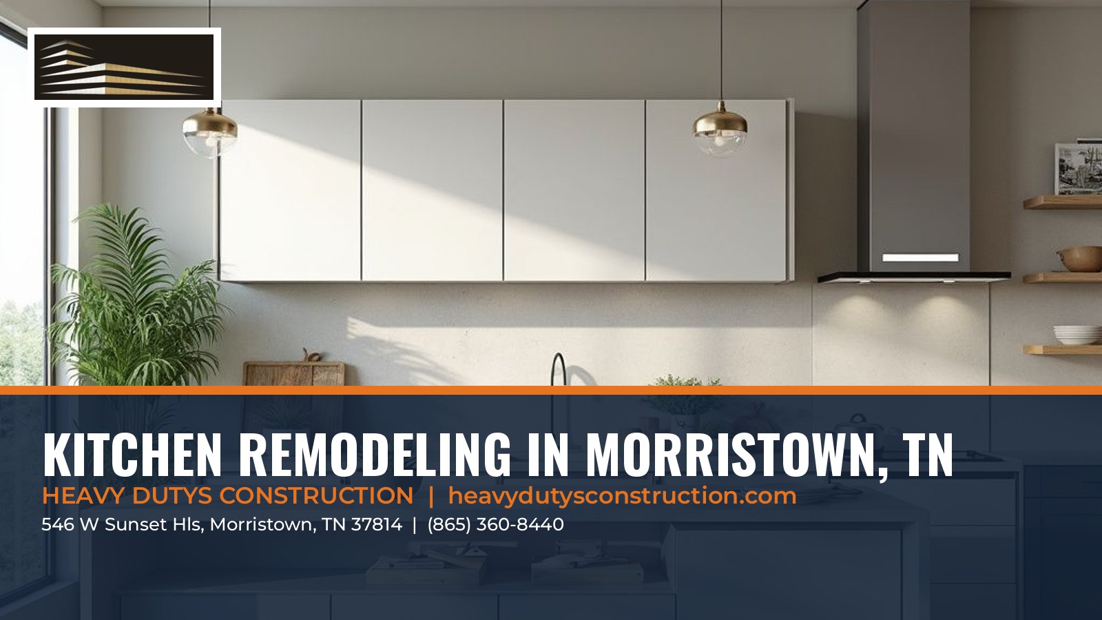 Kitchen remodeling Morristown TN, bright white kitchen with island by Heavy Dutys Construction